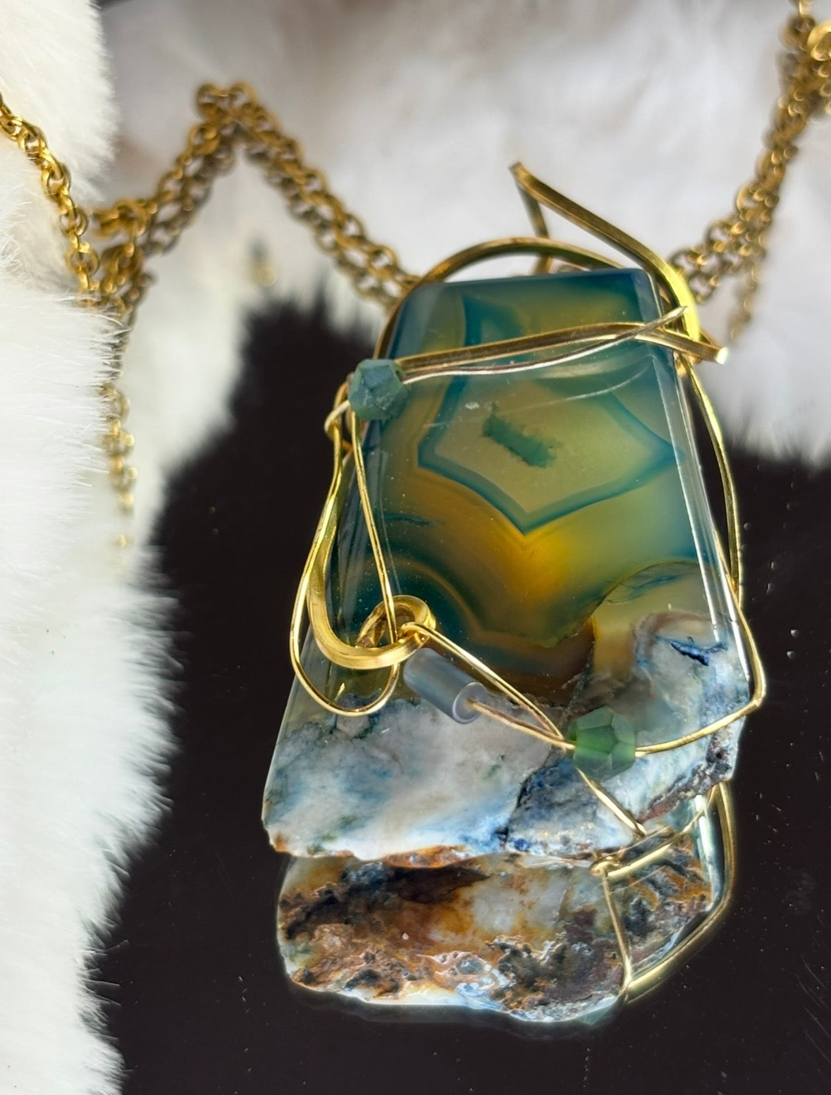 Sacred Shield of Madagascar Collection: The Glow of the Ocean-￼Rare Sea Agate pendant from Madagascar