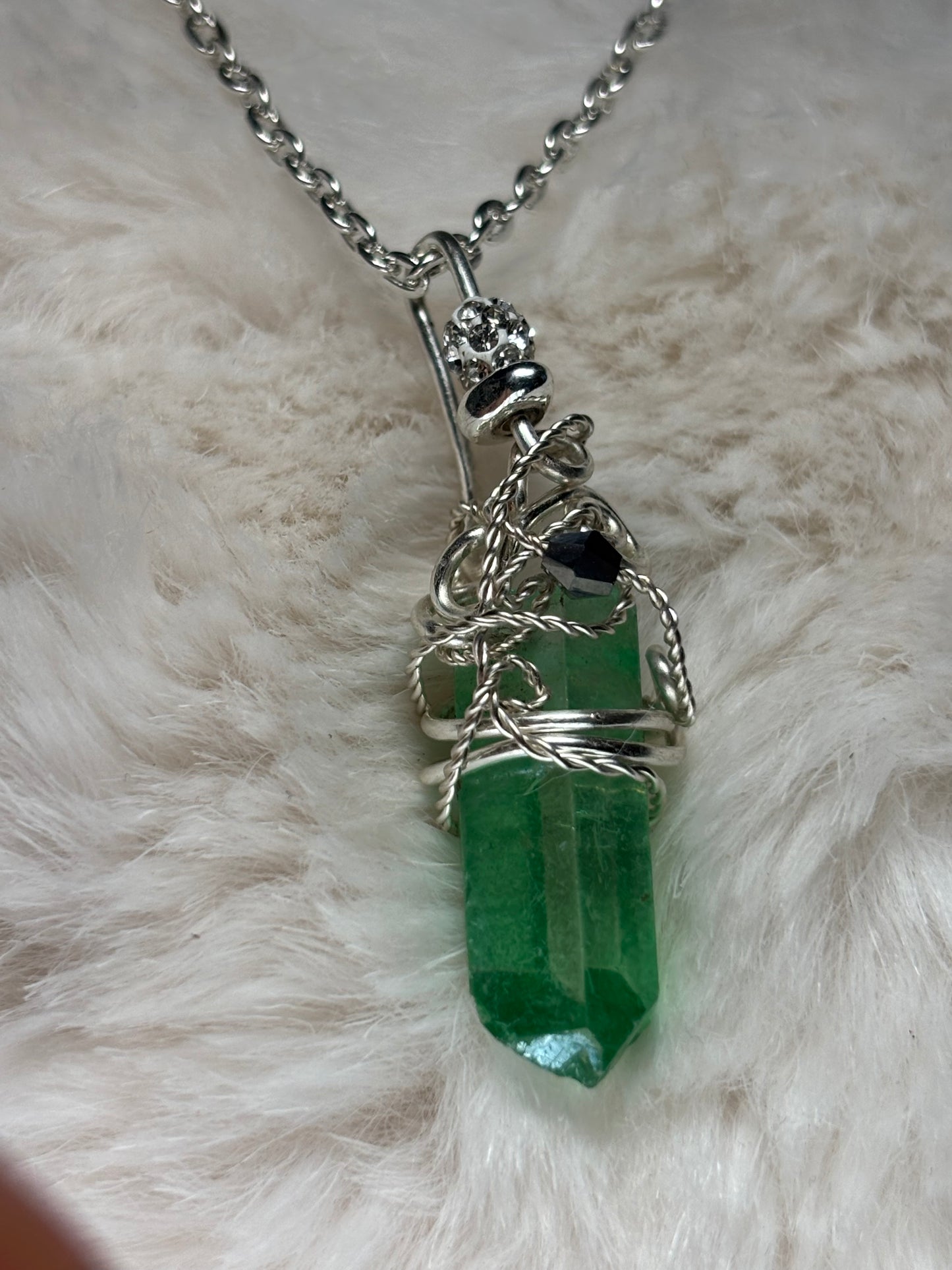 Green Daydream: green or irradiated crystal pendant