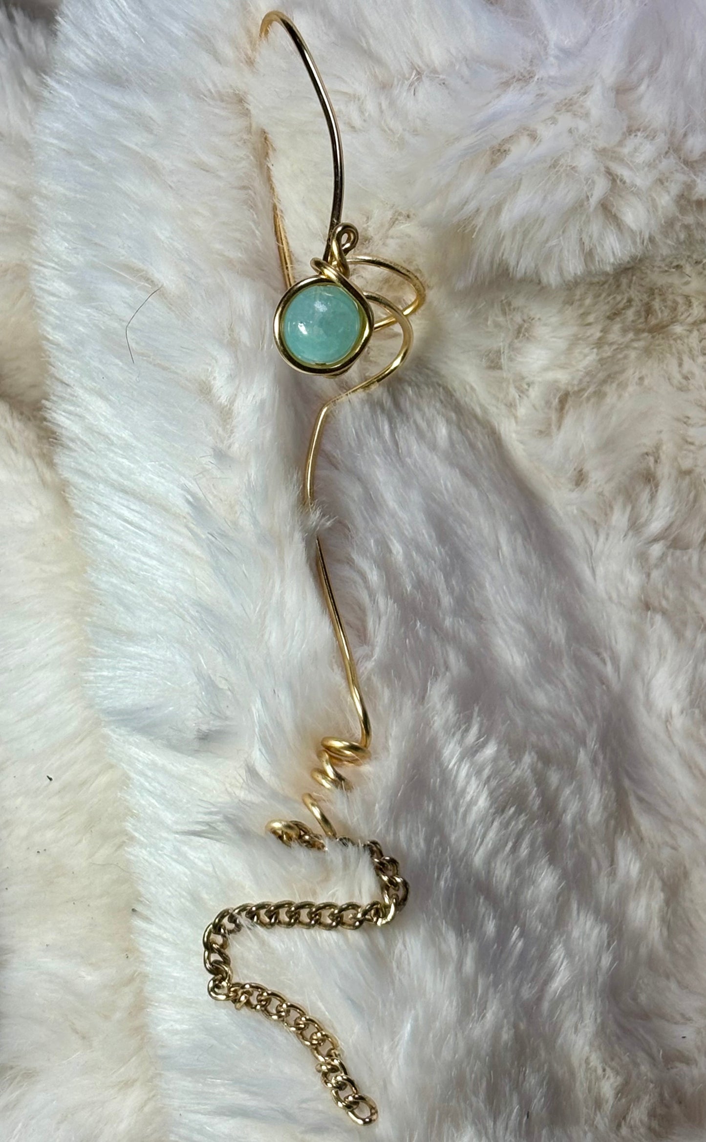 Breath of Peace — Golden Calm: Amazonite right Earcuff
