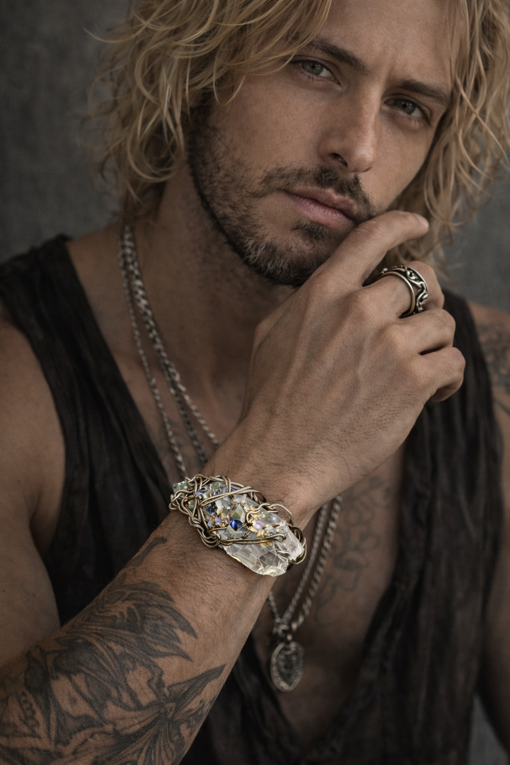 Crystal bracelet: celestial heart quartz