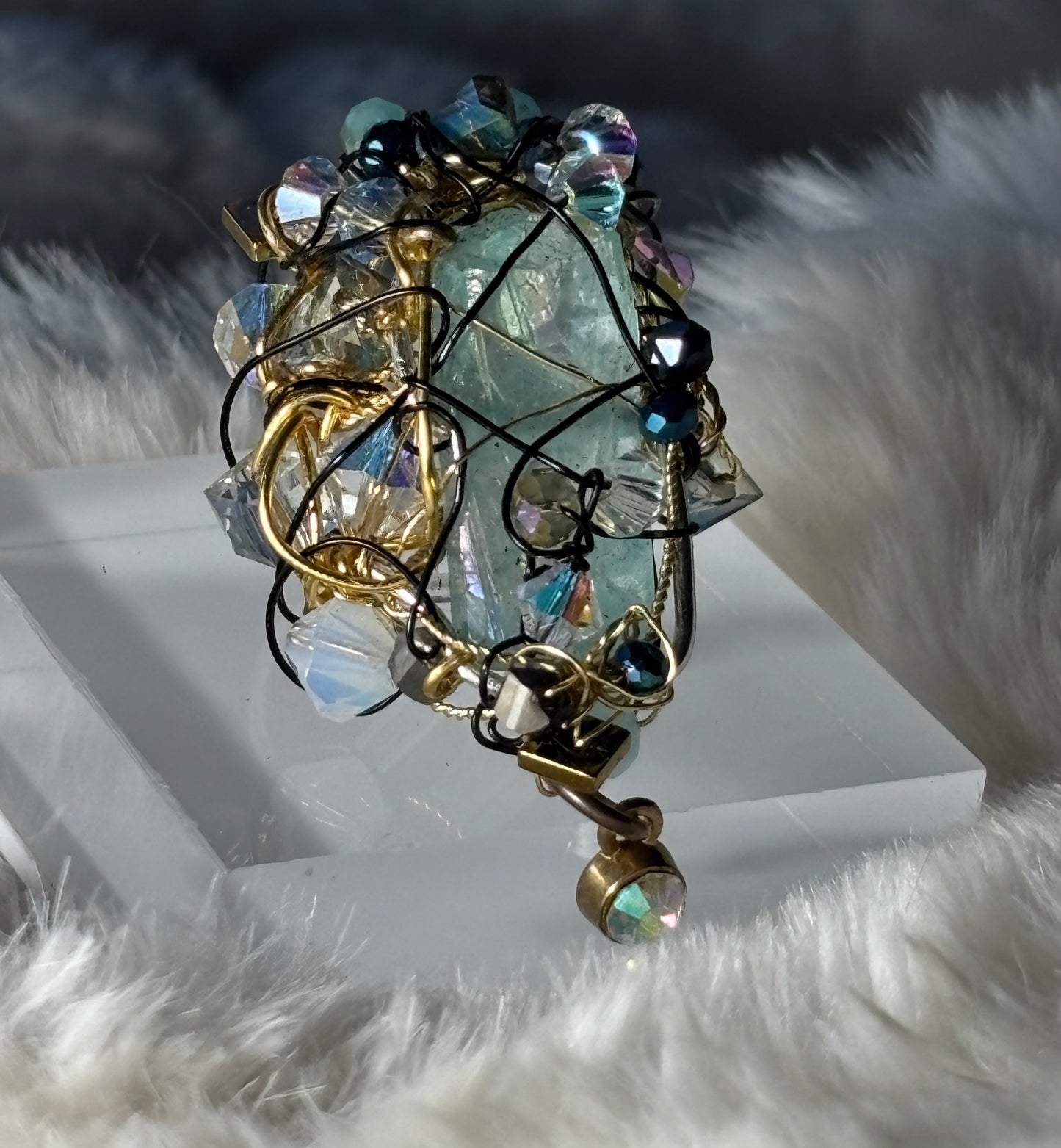 Glacial Empress: blue crystal ring ￼