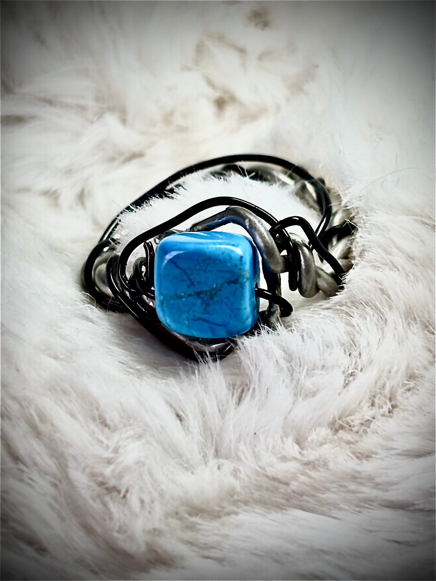 Silver, Blue Howlite Ring: ￼Captain Azure Wayfinder