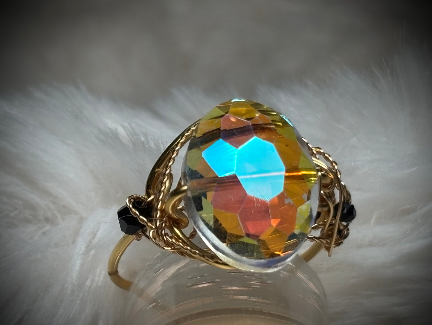 Brilliant Crystal in Gold Ring:￼Sunfire