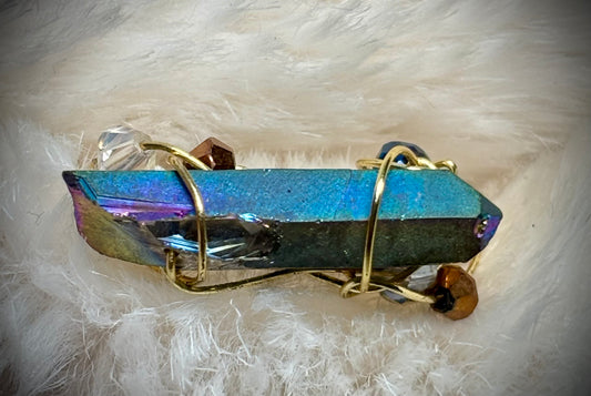 Celestial blade: Titanium Aura Quartz “ rainbow quartz”