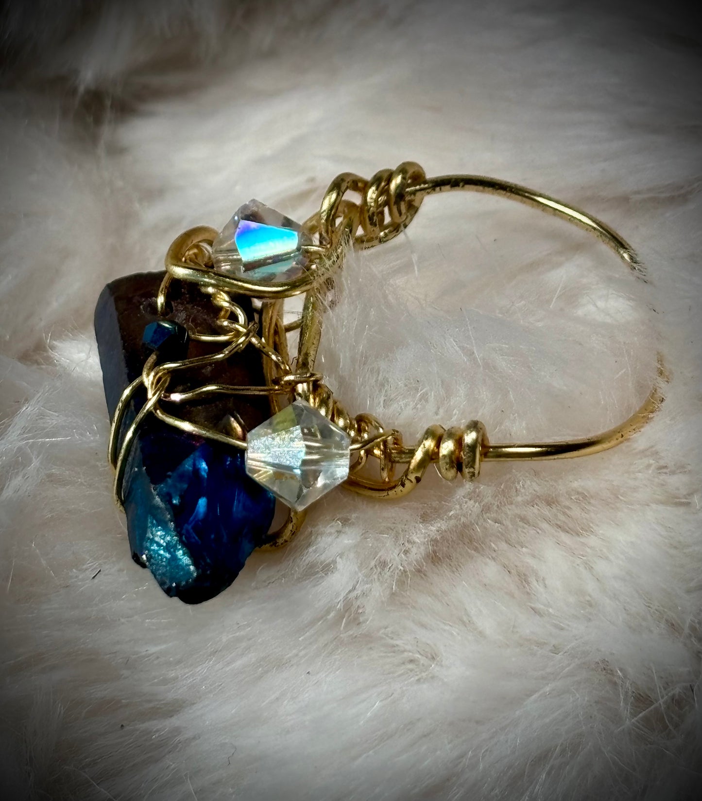 ELECTRIC BLUE:  AURA QUARTZ RING — GOLD