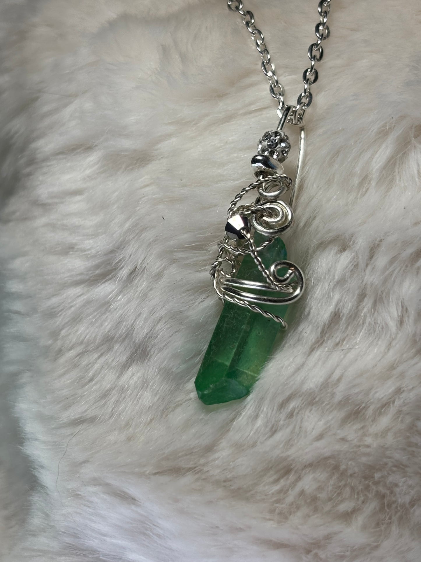 Green Daydream: green or irradiated crystal pendant