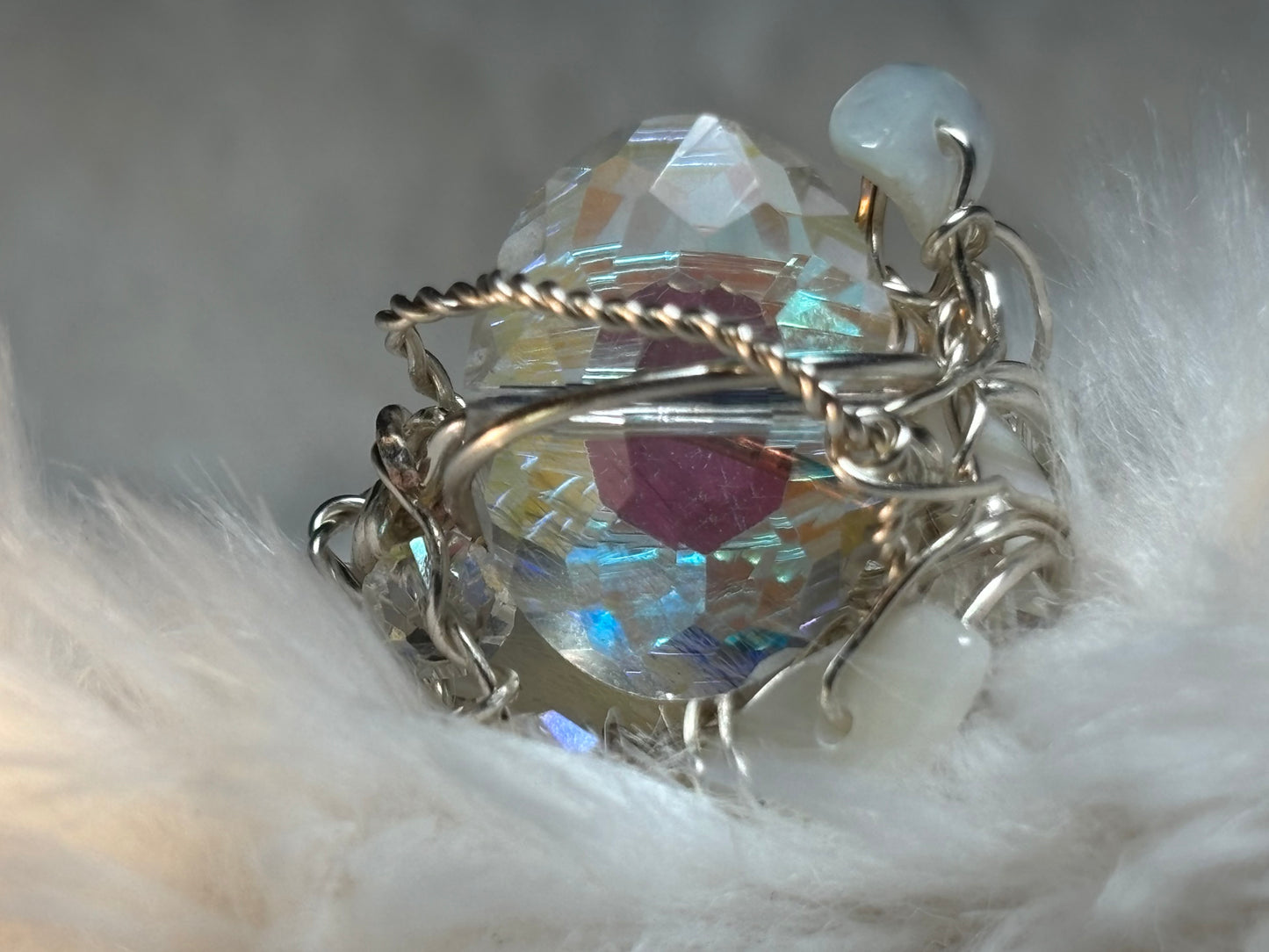 Crystal ring in silver: luminous radiance ￼￼