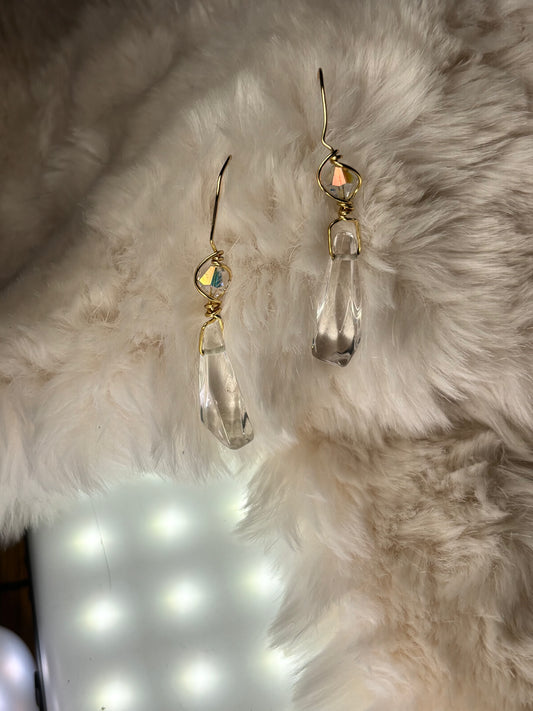 Starfall Icicle: Herkimer diamond earrings (set available)