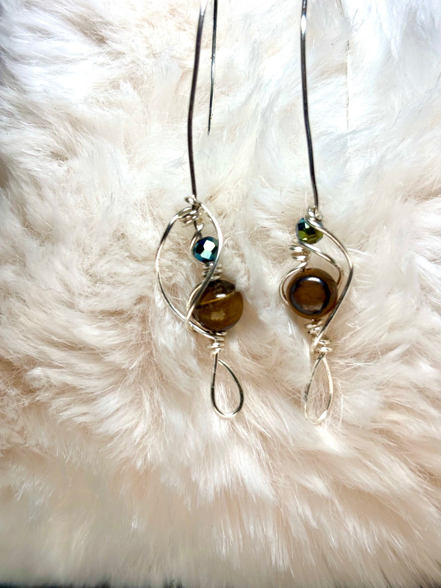 Silver Tiger Grace:     tiger eye earrings