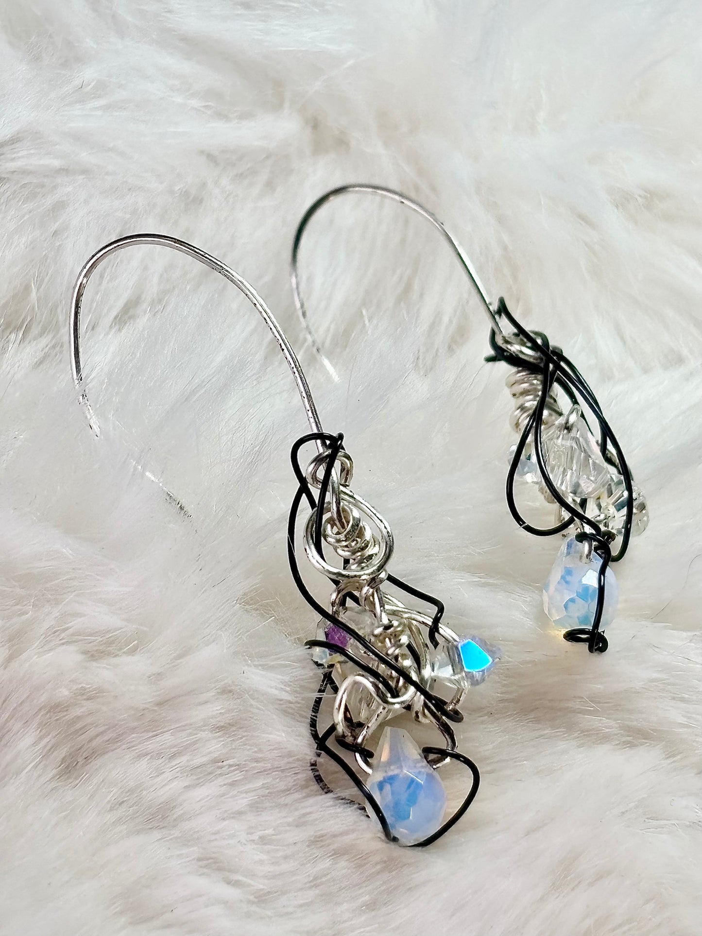 Poet’s Quill: Crystal/Moonstone Earrings