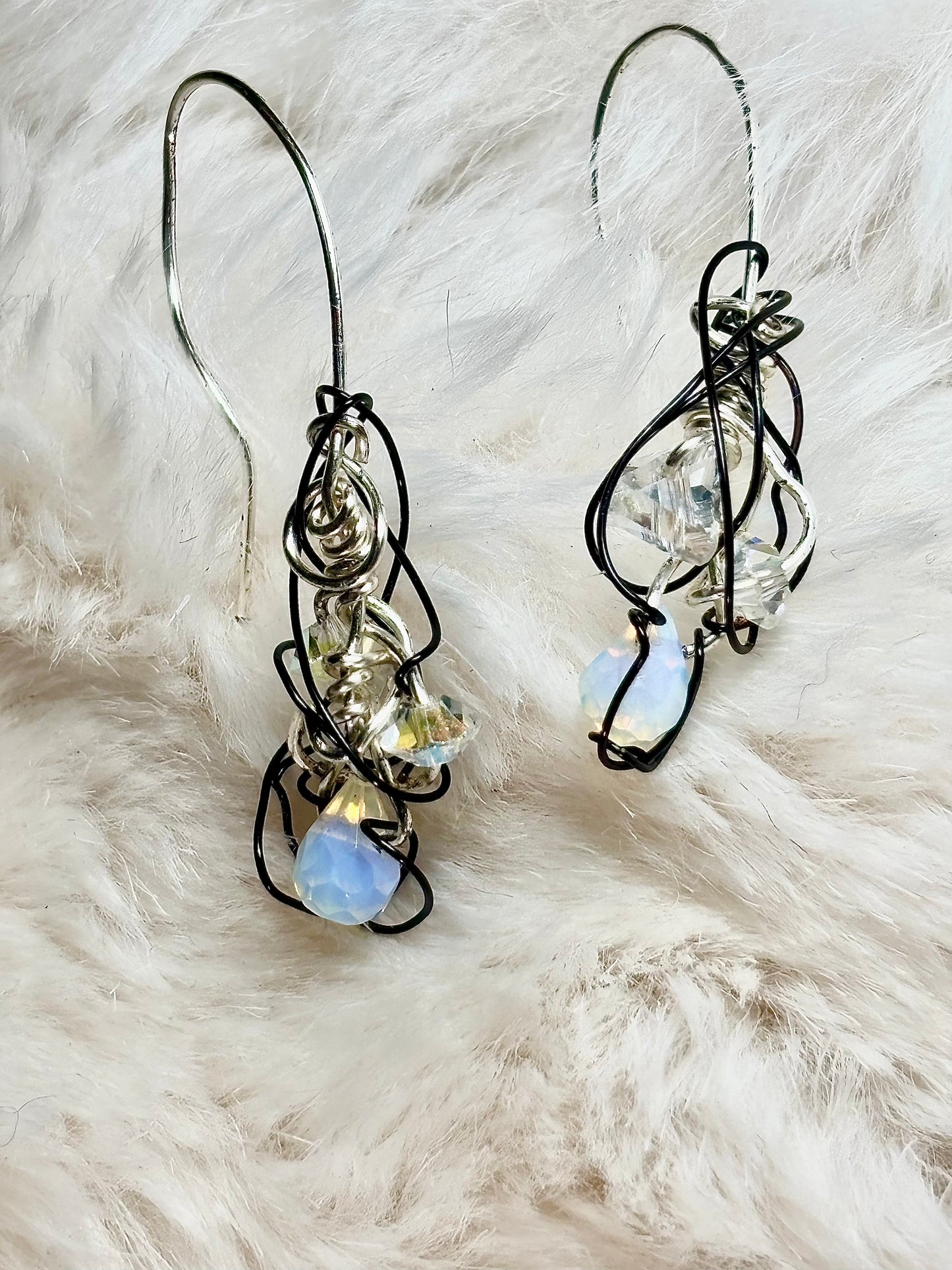 Poet’s Quill: Crystal/Moonstone Earrings