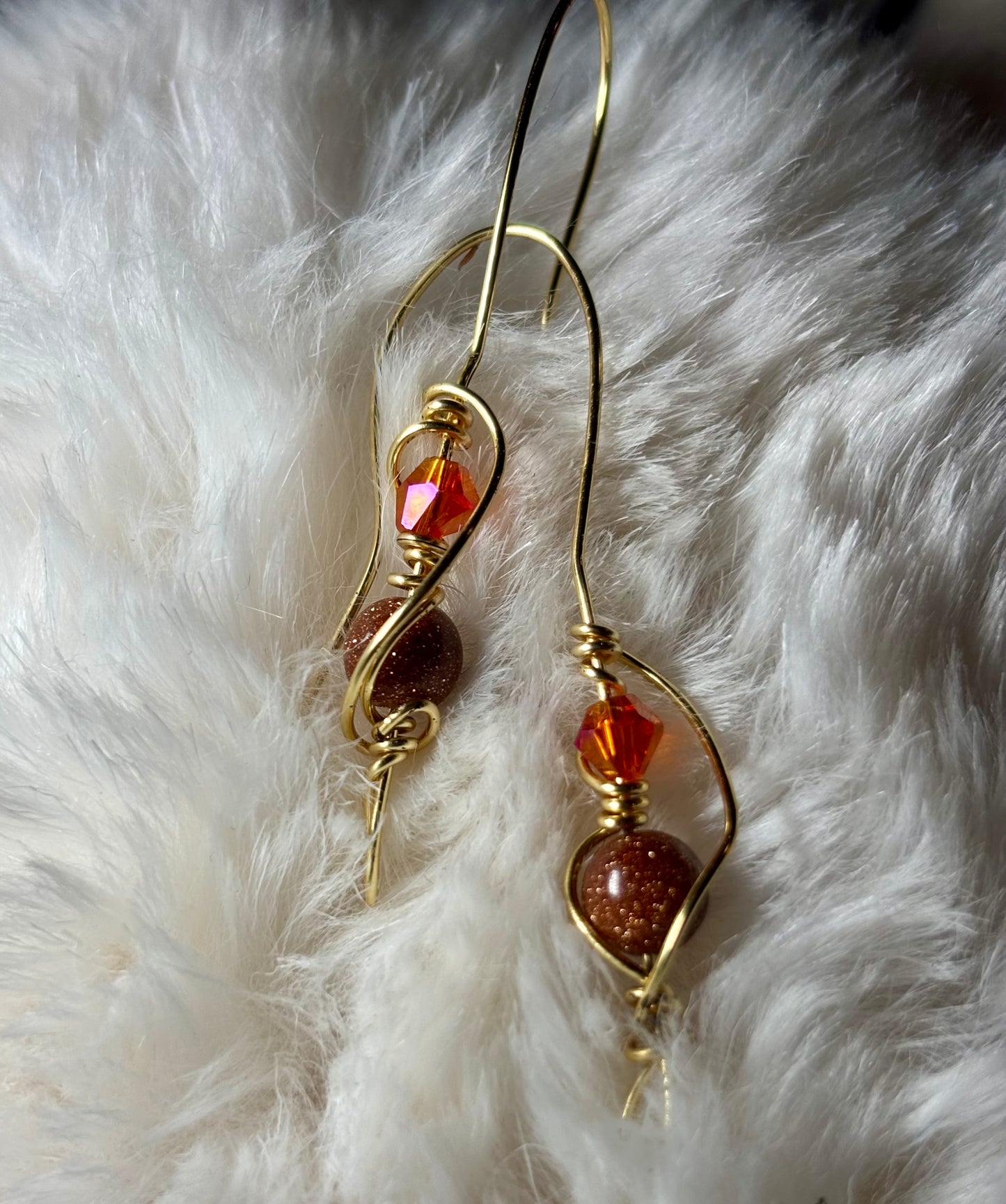 Golden Flame:    Goldstone Earrings