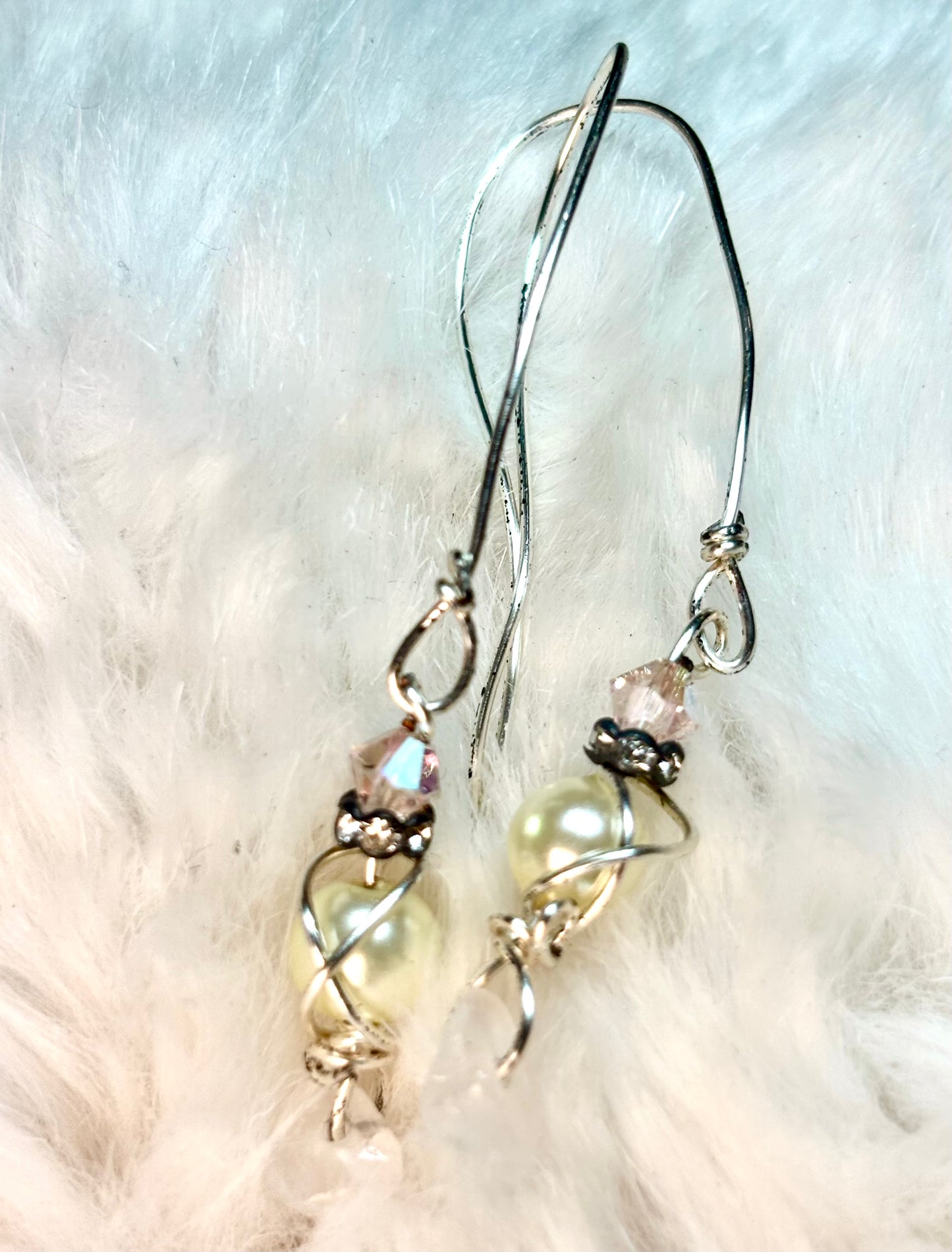 “Moonblush Pearl & Quartz Whisper Earrings”