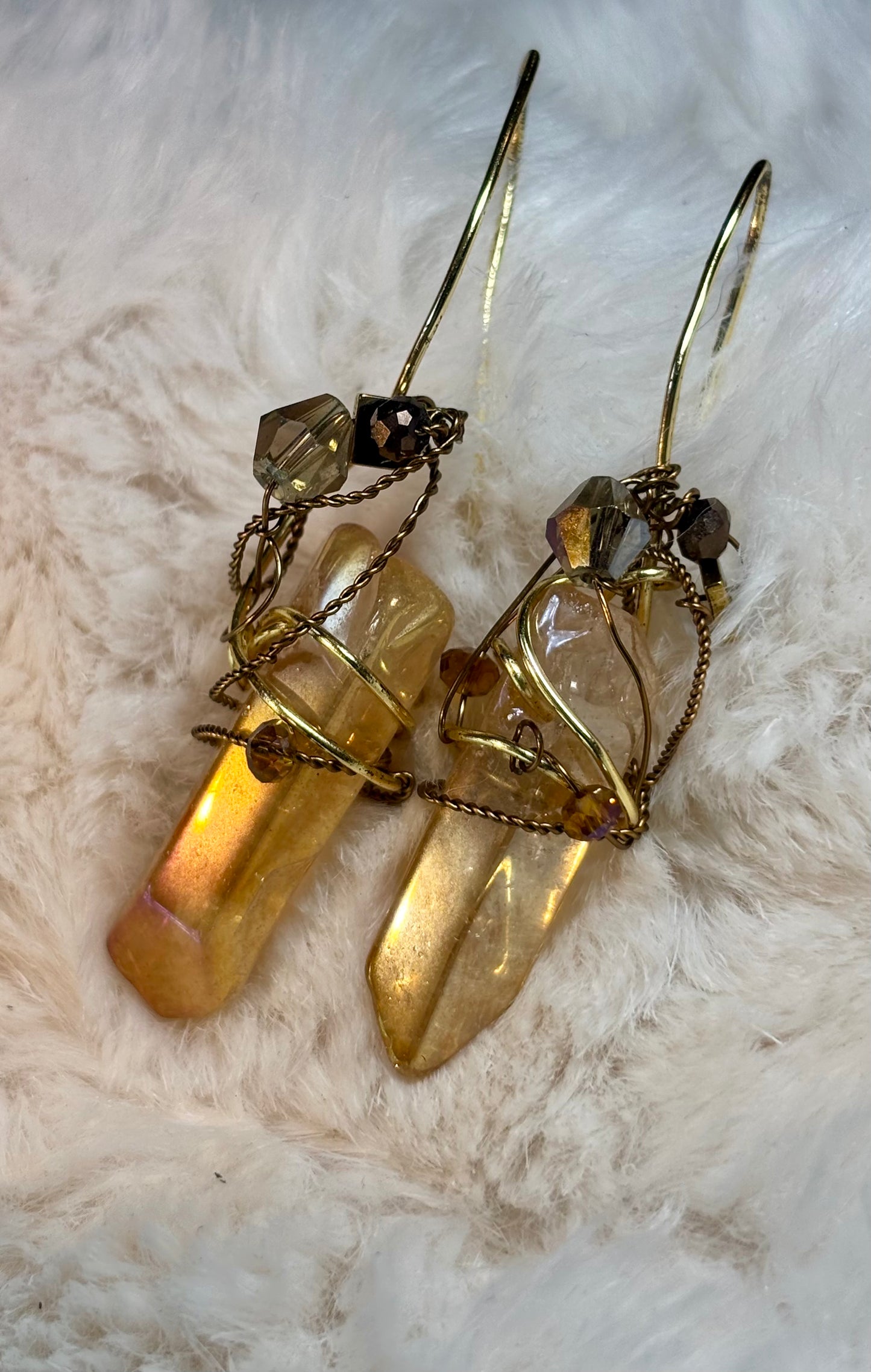 Sunspell:  tangerine aura, quartz earrings ￼