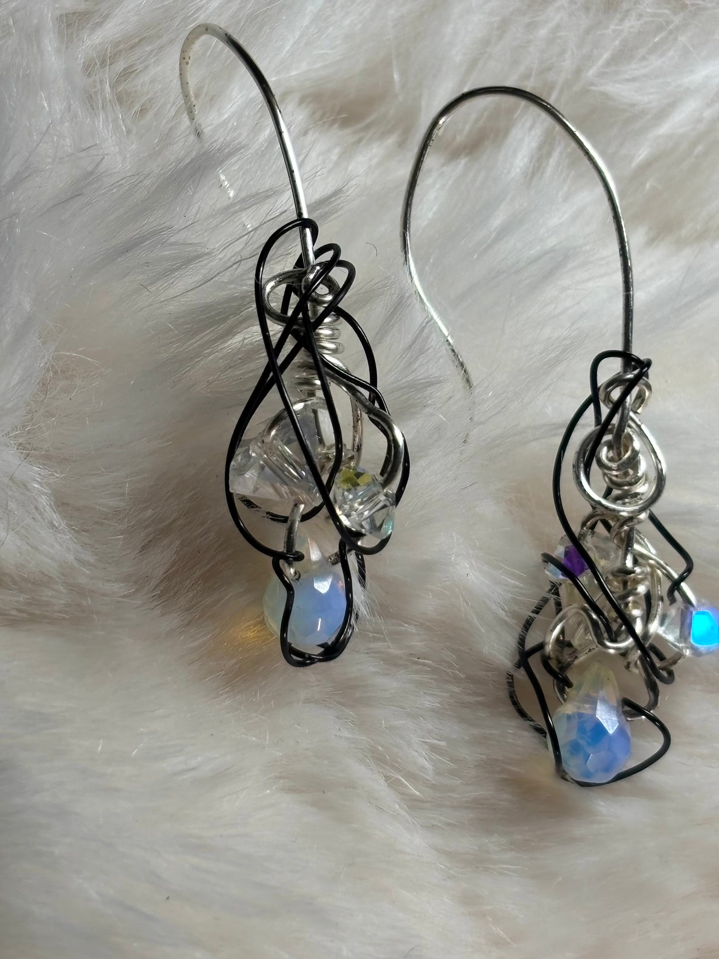 Poet’s Quill: Crystal/Moonstone Earrings