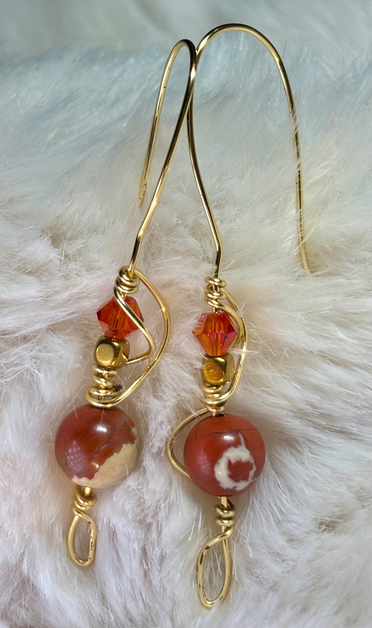 Hatchling of Fire: Red Creek Jasper earrings￼