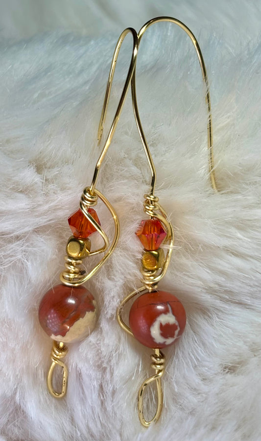 Hatchling of Fire: Red Creek Jasper earrings￼