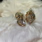 Deco siren: pearl and Crystal earrings