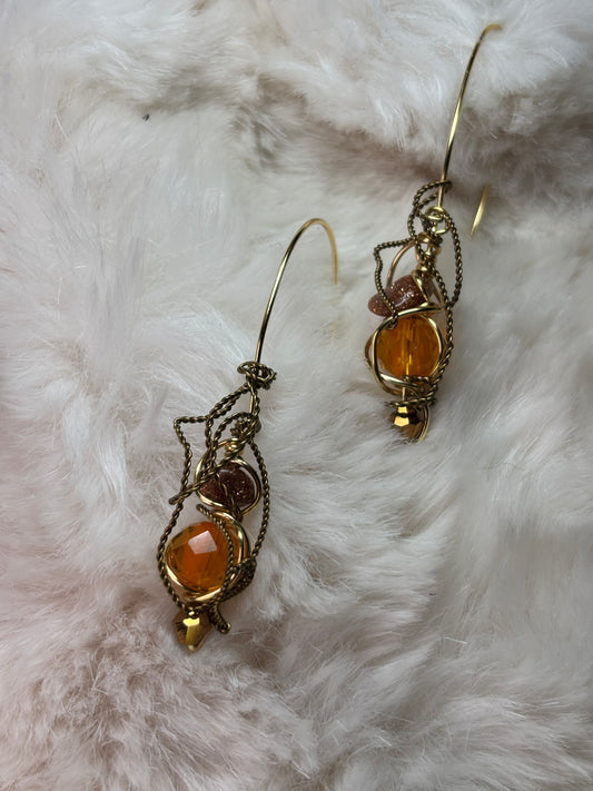 Solar Spell: Goldstone earring pendant set