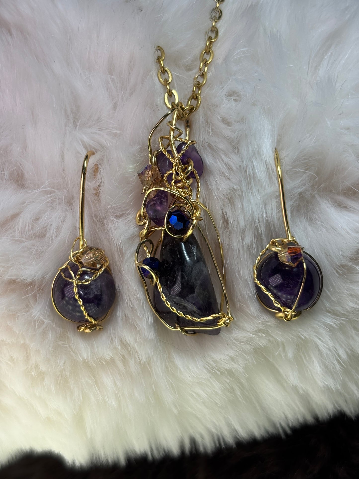 Midnight Crown: Amethyst Earring/Pendant set