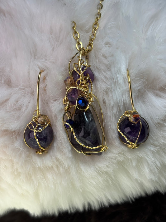 Midnight Crown: Amethyst Earring/Pendant set