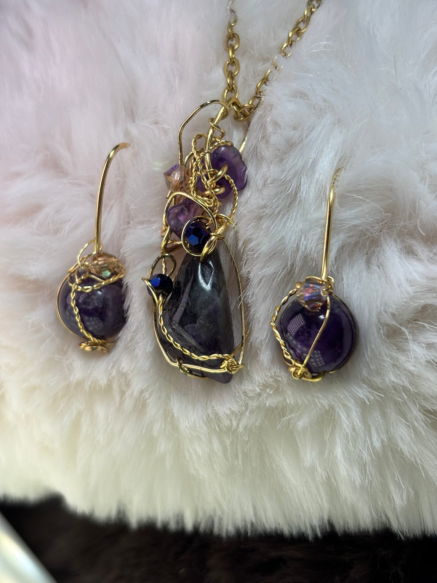 Midnight Crown: Amethyst Earring/Pendant set