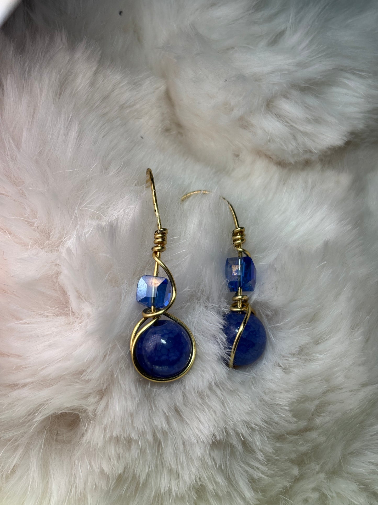 Midnight Current: blue crackle agate earring/pendant set