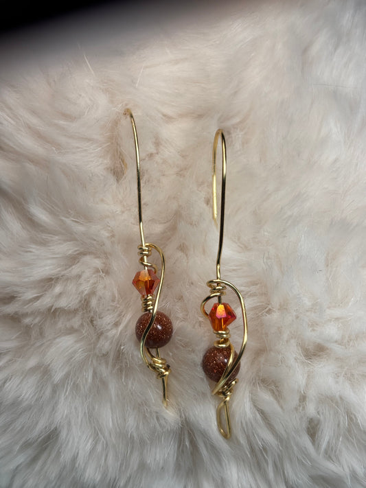 Golden Flame:    Goldstone Earrings