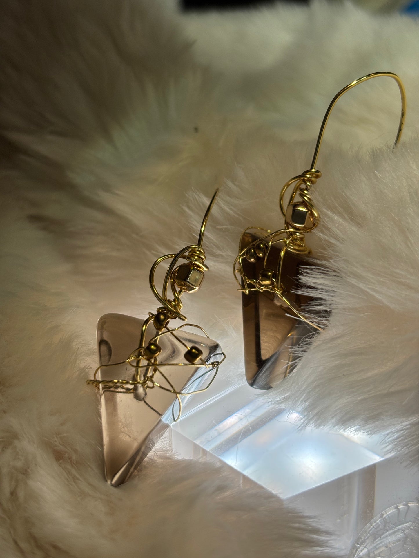 Candy Collection – Luminous Espresso Drops: Irradiated Crystal Earrings