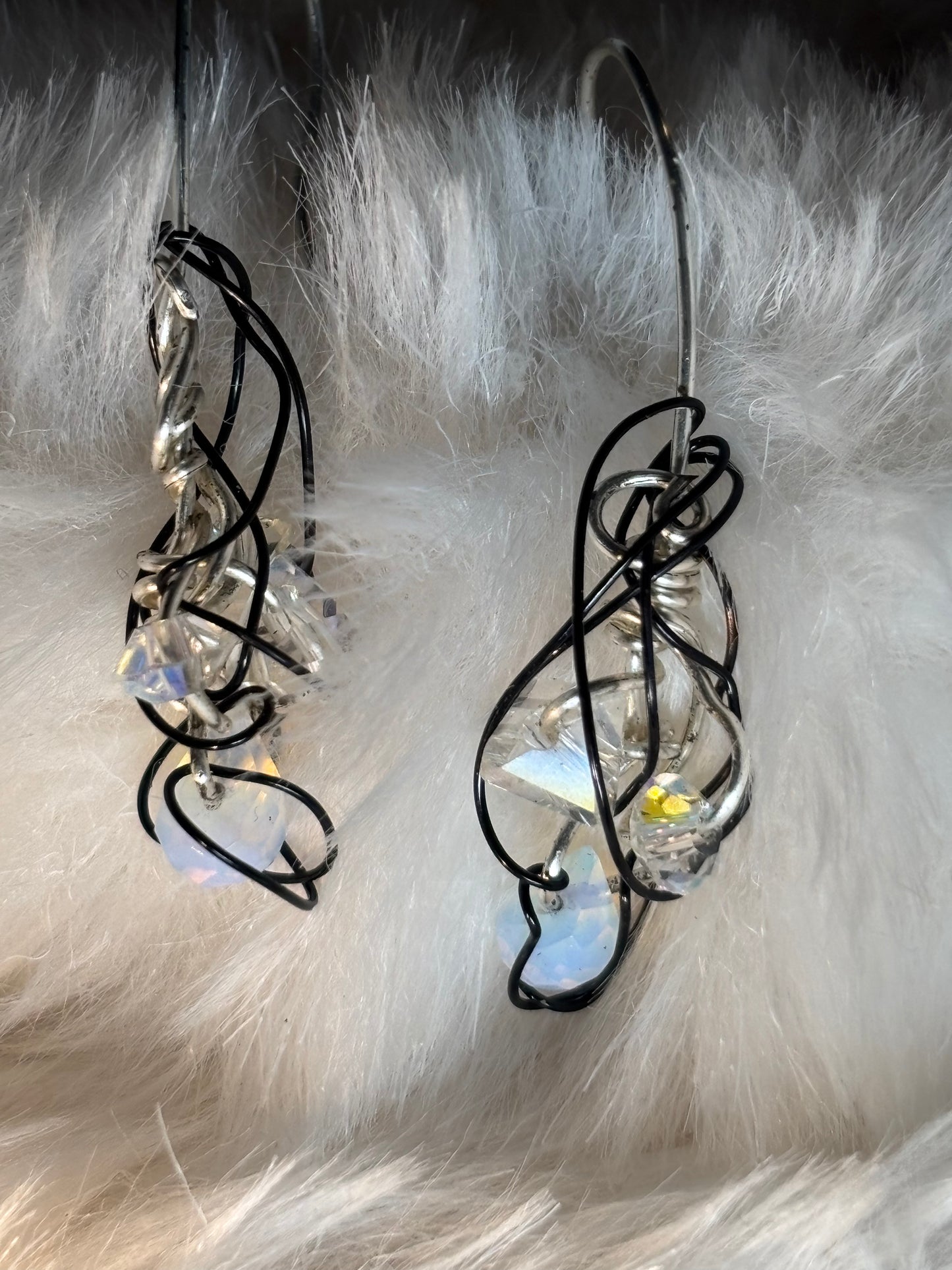 Poet’s Quill: Crystal/Moonstone Earrings