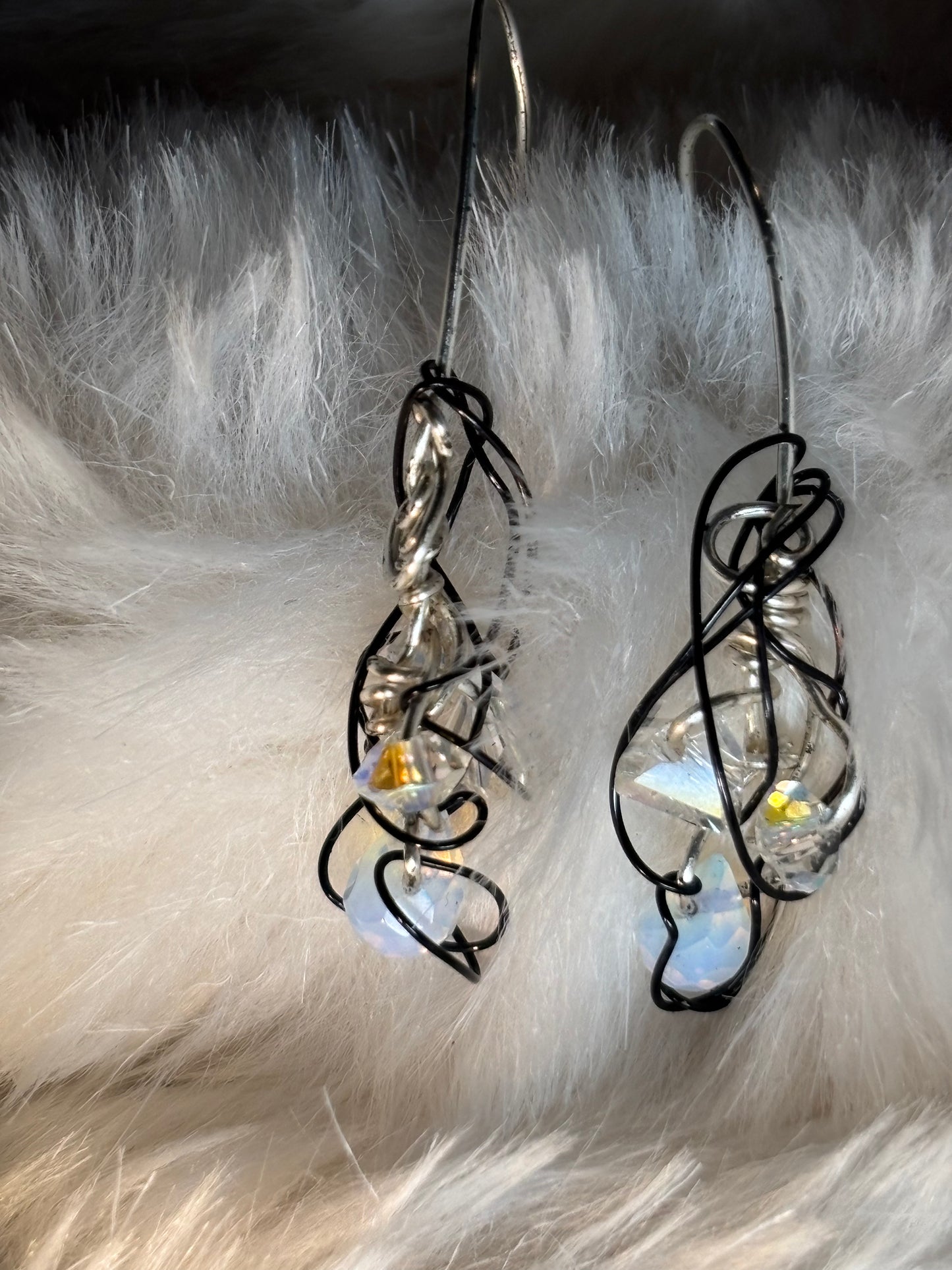 Poet’s Quill: Crystal/Moonstone Earrings