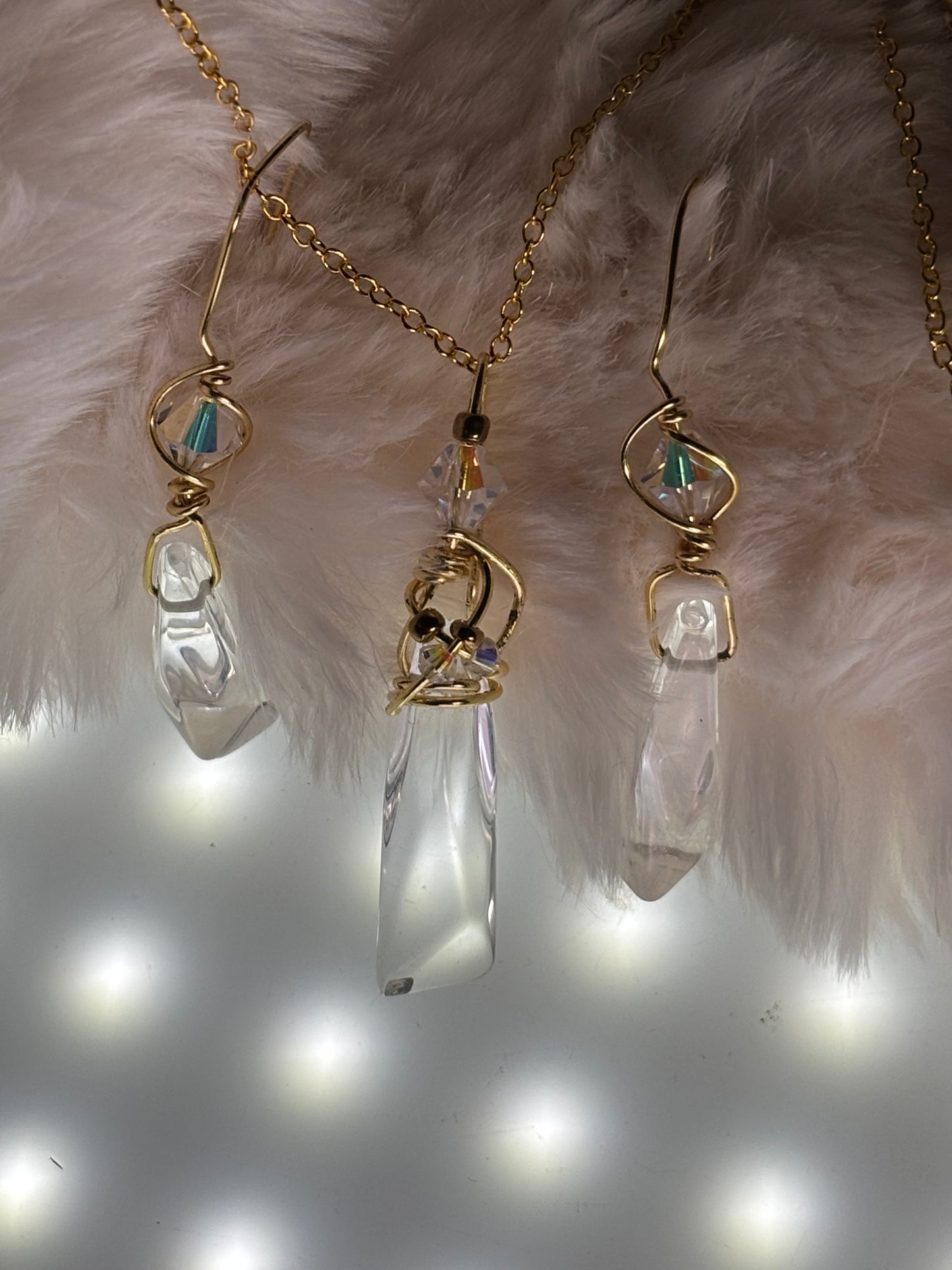 Starfall Icicle: Herkimer diamond set