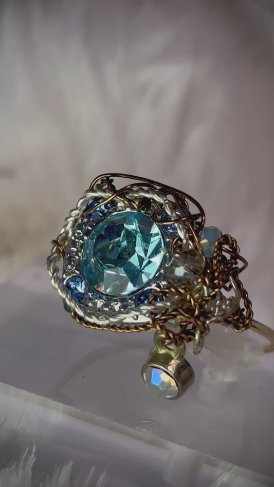 Light blue rhinestone ring: kindness is a ￼crown