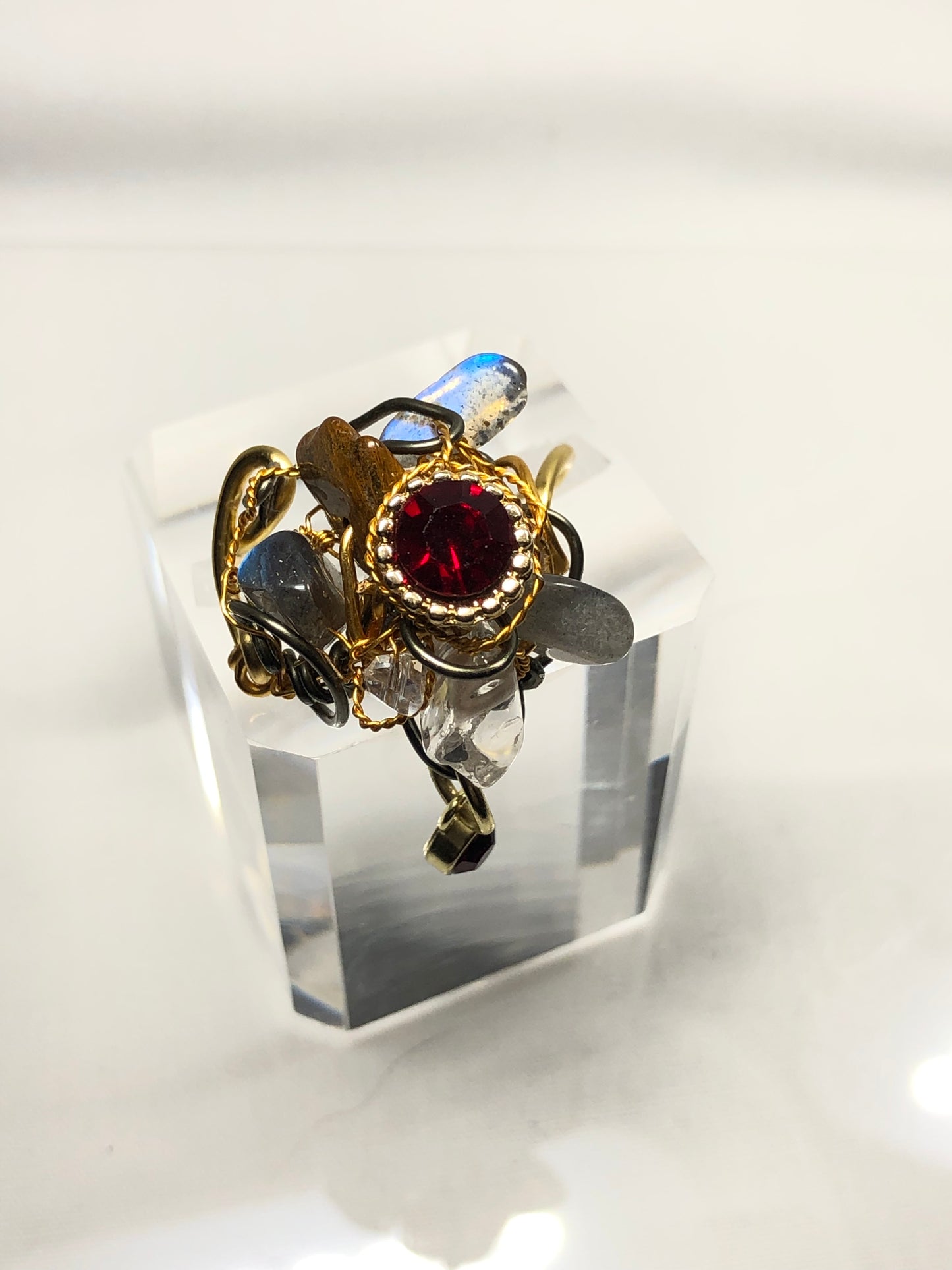 Garnet Labradorite Ring