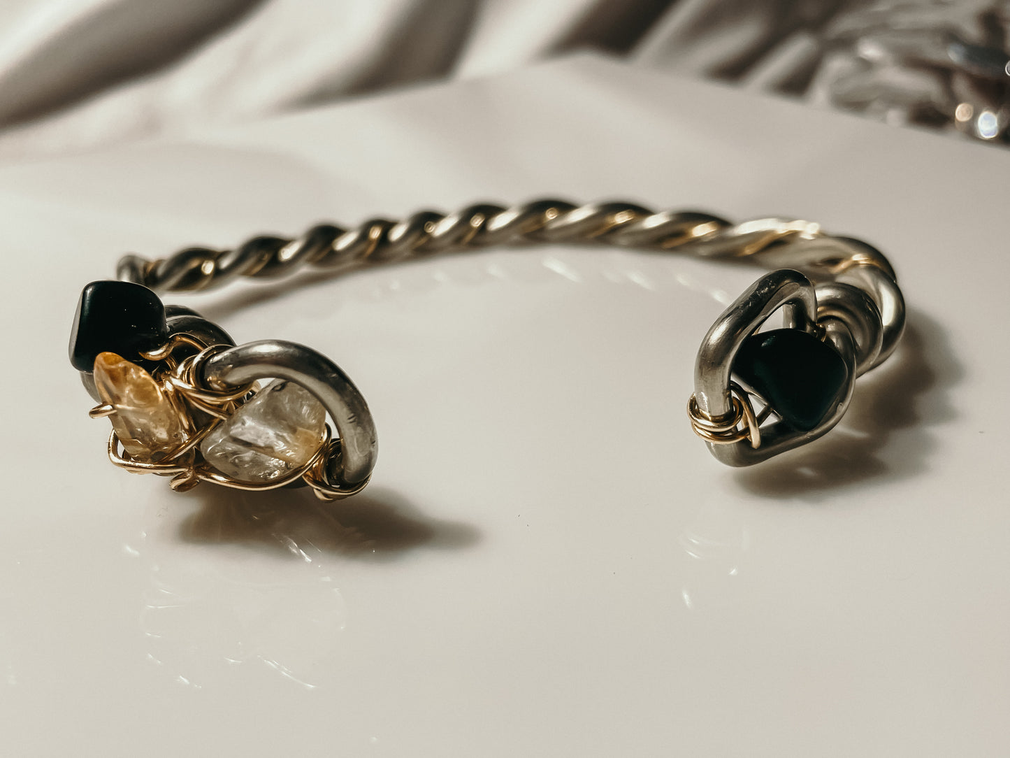 Black onyx & citrine twist